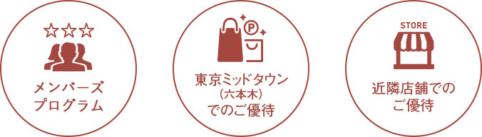 スペシャルメンバー、東京ミッドタウン（六本木）のご優待、近隣店舗のご優待