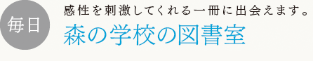 感性を刺激してくれる一冊に出会えます。
森の学校の図書室