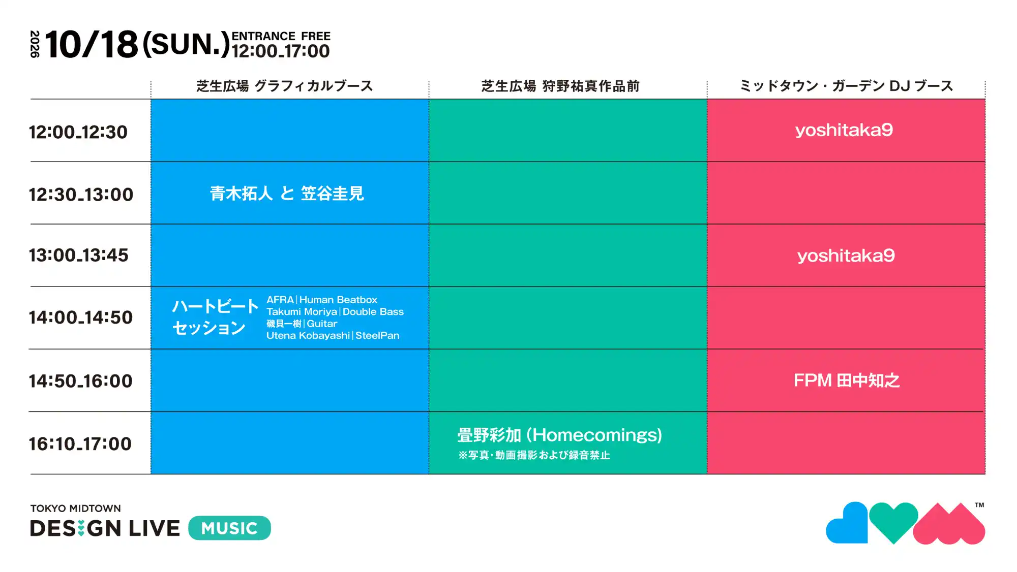 10月18日のタイムテーブル