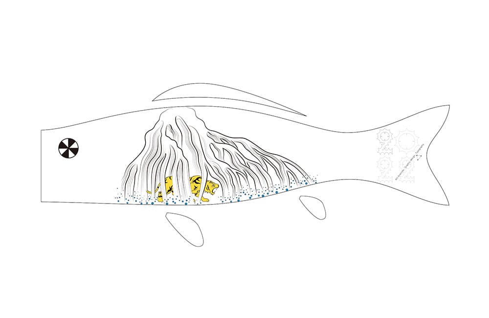 滝に打たれる虎