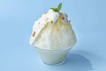 松月氷室の天然水を使ったシチリア産レモンとクリームチーズのかき氷