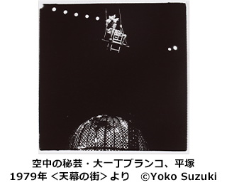 空中の秘芸・大一丁ブランコ、平塚1979年　＜天幕の街＞より　©Yoko Suzuki