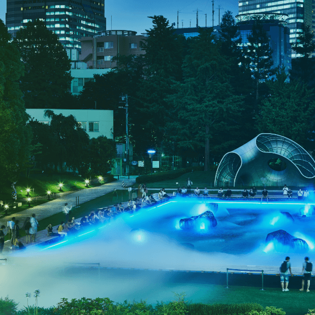 光と霧のデジタルアート庭園